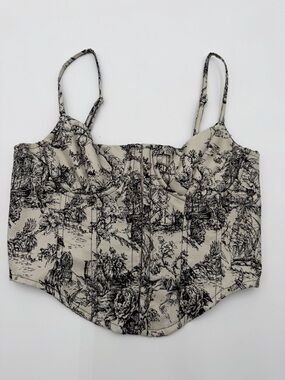 Akira Cream and Black Corset Cropped Top Sz XL